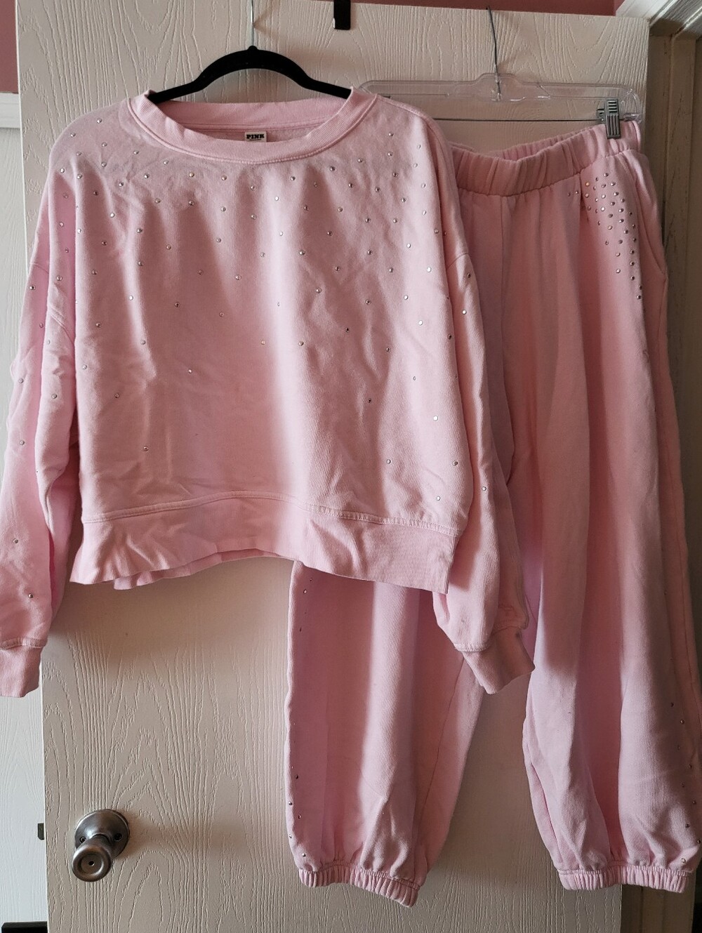 PINK Studded Matching Sweat Set